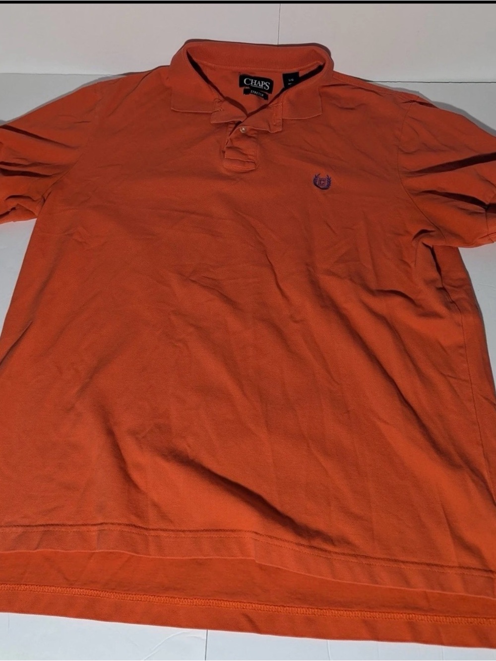 Chaps Men's Bright Orange Polo with Embroidered Crest